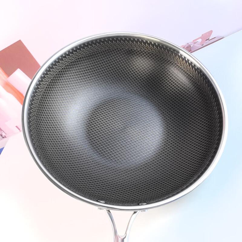 ZISIZ Household Non-Stick Wok with Fish-Scale Pattern, 34cm
