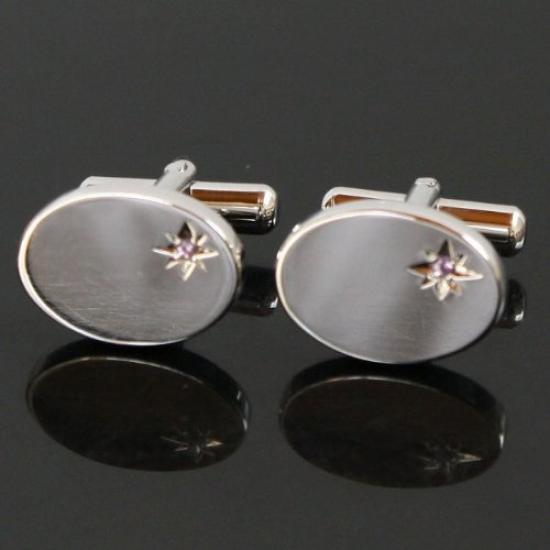 Kamakura Cufflinks Workshop February Birthstone Amethyst Cufflinks Tie Pin Set jset001-a-2