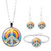Friedenszeichen Zeit Edelstein Halskette Armband Ohrringe Dreiteiliges Schmuckset Geschenk