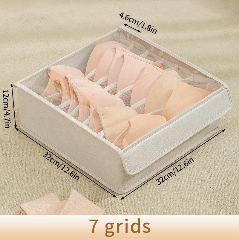 7/16/24 Grid Underwear Storage Box Cotton Linen Clothing Bra Cabinet Drawer Sock Storage Box Wardrobe Clothes Divider