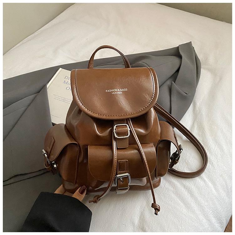

Autumn and winter retro high-end backpack women s commuting daily large-capacity backpack fashionable versatile student travel schoolbag коричневый