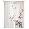 Chinese Style Plum Blossom Butterfly Chiffon Sheer Curtains For Living Room Home Decoration Window Voile Tulle Curtain Drapes