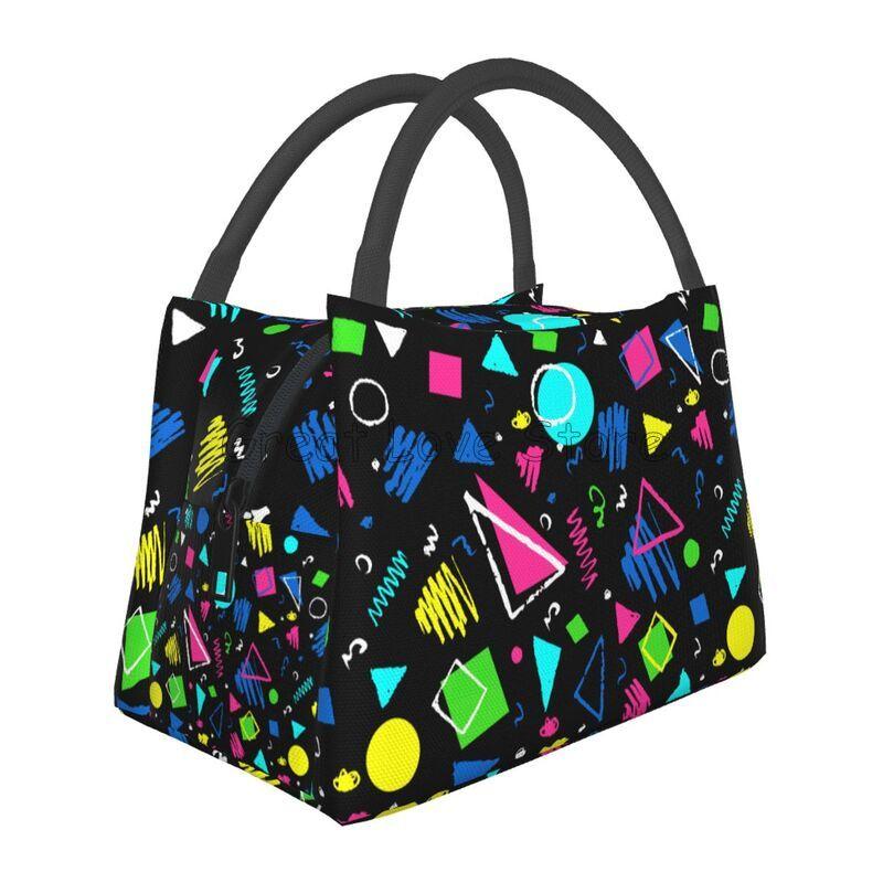 

Retro 80s 90s Print Thermal Lunch Bag for Women Reusable Portable Waterproof Insulated Bento Lunch Box for Travel Picnic Work