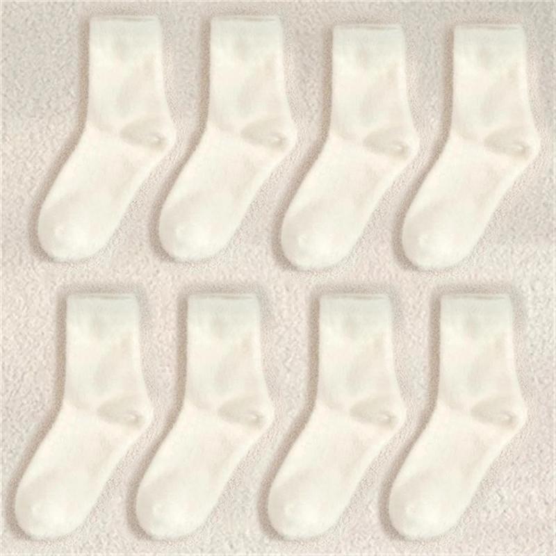 1/2/3/4 Pairs Cute Mink Plush White Black Women Socks Autumn Winter Elastic Thickened Lovely Thermal Coral Velvet Sleep Sock