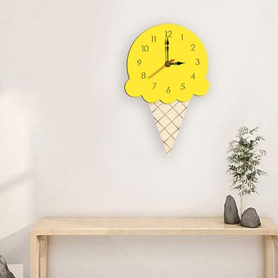 Ice Wall Clock Silent Wooden Clock for Home Living Room