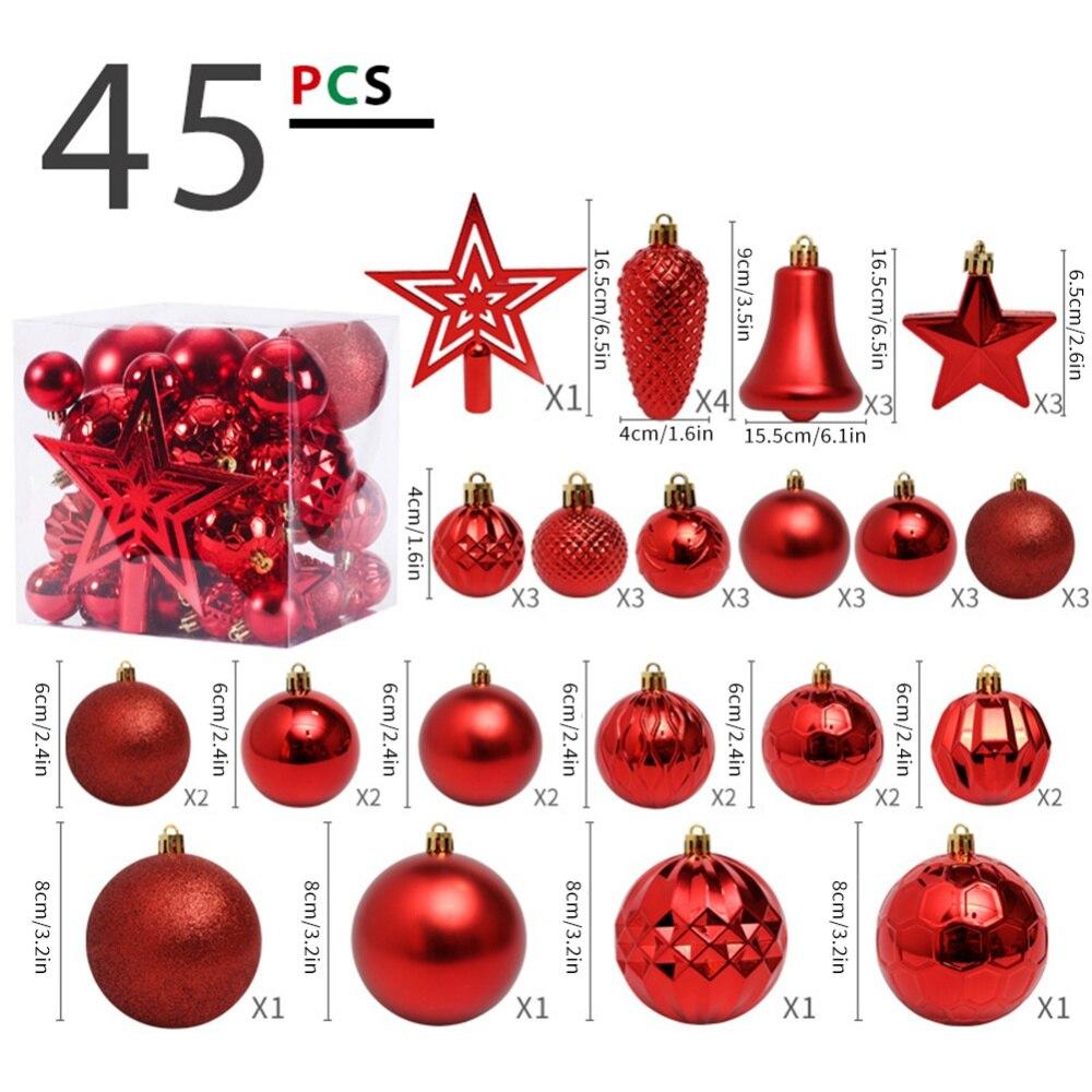 Set cu pandantiv cu bile pentru pom de Crăciun, 45 buc