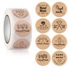 100-500pcs Kraft Paper Handmade with Love Stickers Thank You Sticker for Baking Packaging Envelope Seals Small Business Stickers