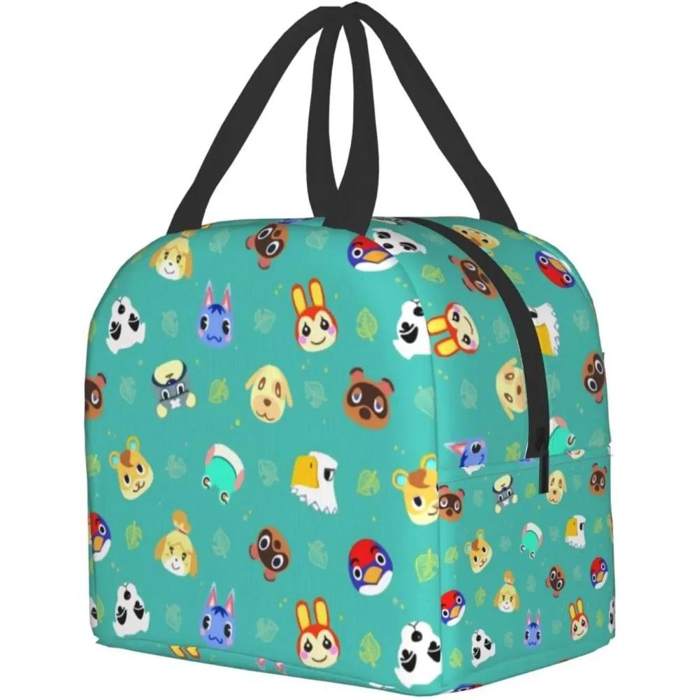 Small Animals Cartoon Lunch Bag Leakproof Tote Bag for Boys Girls Reusable Waterproof Insulated Lunch Box for Picnic Work School