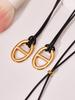 Qiong Yao Stainless Steel Personalized Day Pendant Leather Clavicle Chain, PVD Gold Plated, Adjustable Fashion Sweater Necklace.
