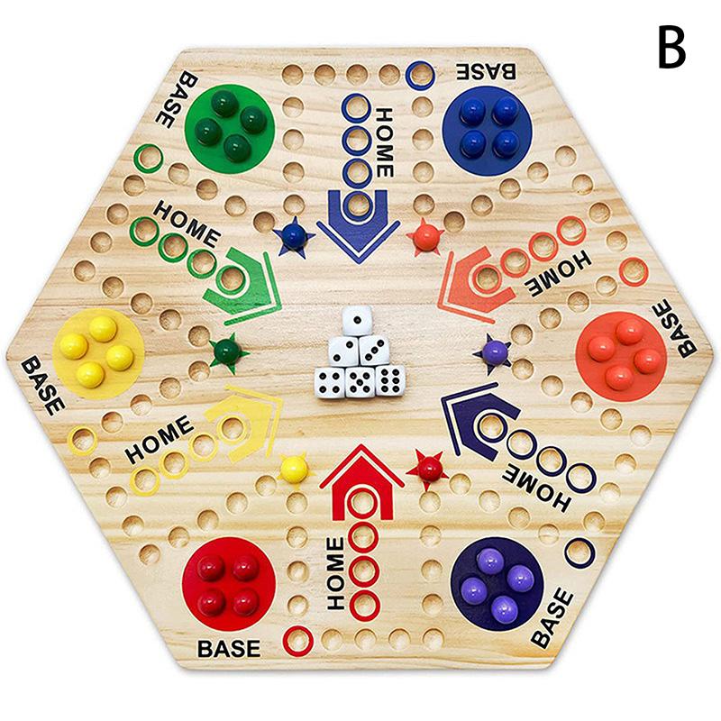 Board Game Classic Wooden Fast Track Desktop Game Flying Chess Painted Educational Toy 4 And 6 Players Family Games