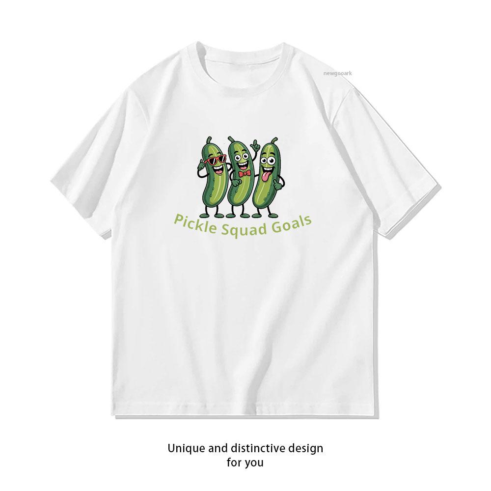 

Pickle Squad Goals Funny Cute Pickle Friends Cartoon Classic TShirt Women Unisex Casual cotton printed t shirts 3XL