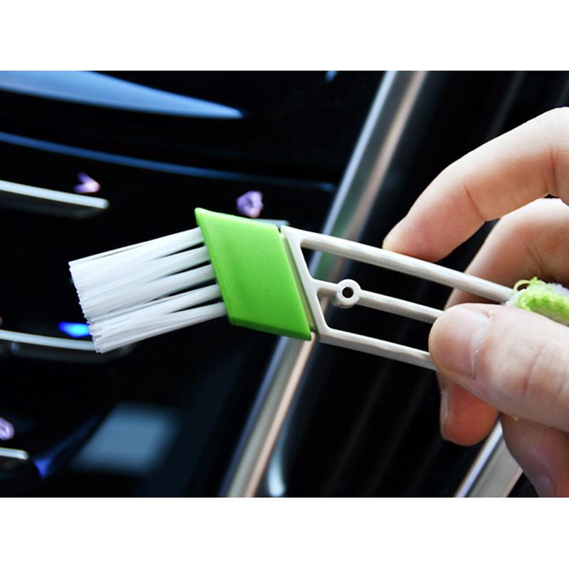 Multifunction Car Air Vent Cleaner Mini Double-end Micro Fiber Vent Duster Removable Cloth Cover Portable Cleaning Brush For Car