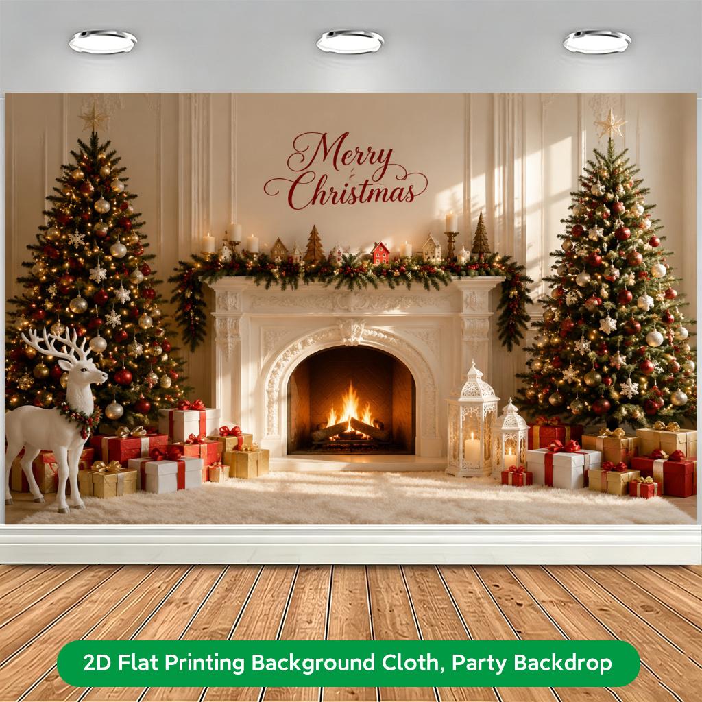 1Pcs Merry Christmas Decor Pattern Decoration Background Winter Backdrop For Photo Studio Photo Booth Party