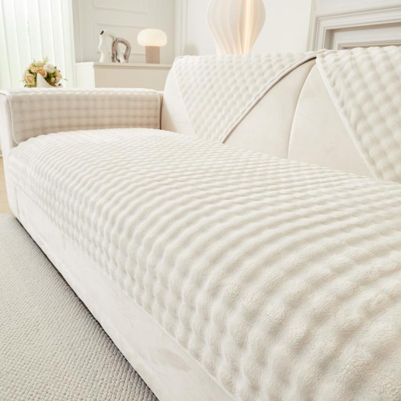 Nordic Flannel Sofa Cushion Solid Color Sofa Covers for Living Room Universal Non-slip Couch Slipcovers Winter Warm Sofa Cushion
