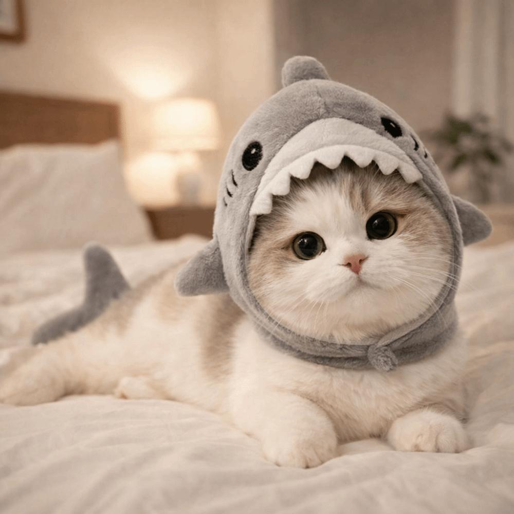 Cute Cat Shark Headgear Fish Shape Pet Cosplay Head Wear Dog Head Costume  Role Playing