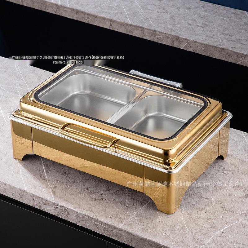 Stainless Steel Electric Buffet Stove with Hydraulic Flip Cover for Heat Preservation