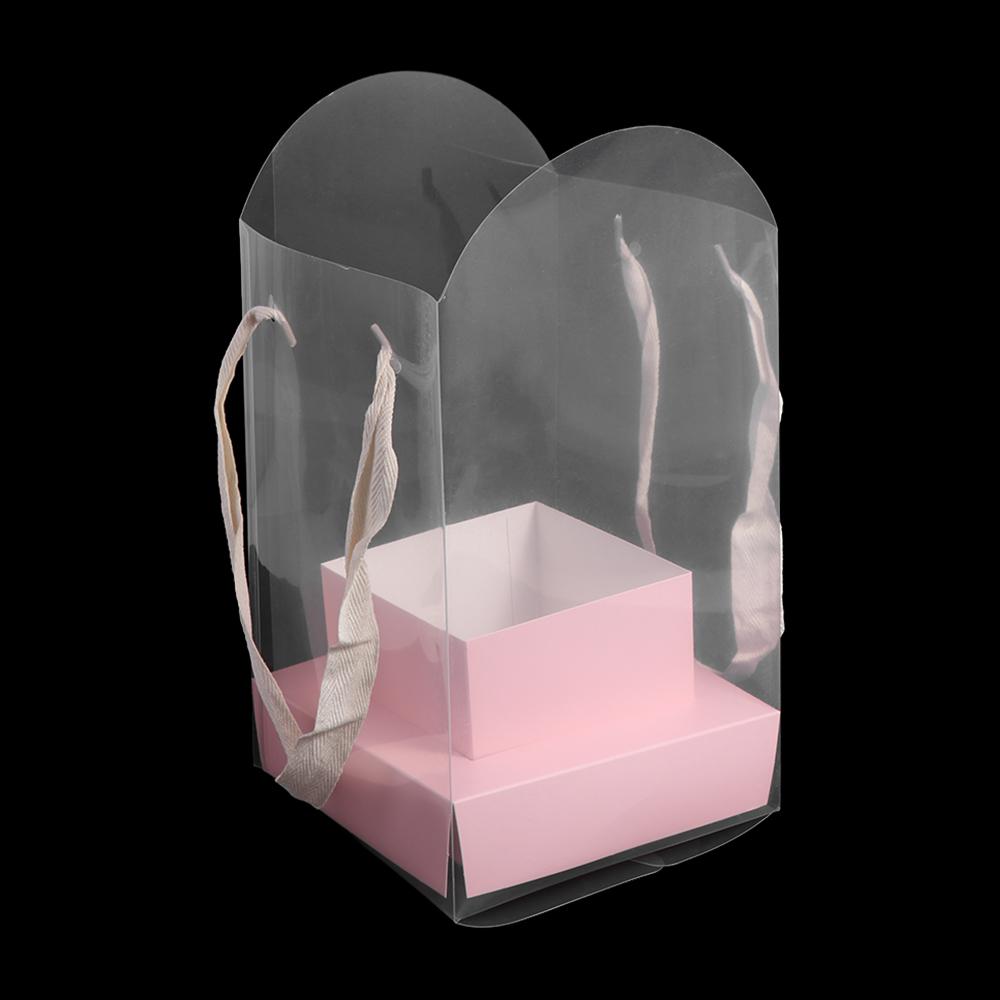 Transparent Handheld Flower Box Paper Box Handbag Bouquet Wrapping Bag Portable Packing Material Flower Bag Valentine Day
