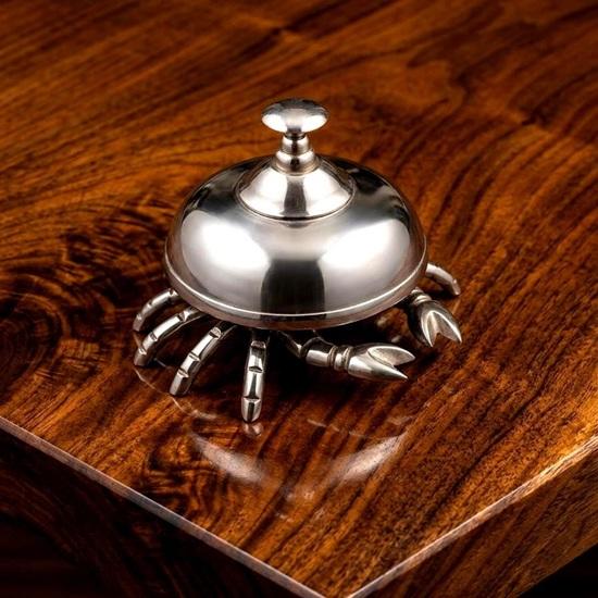 Solid Brass Crab Service Bell: Nautical Coastal Desk Decor 10.16 cm