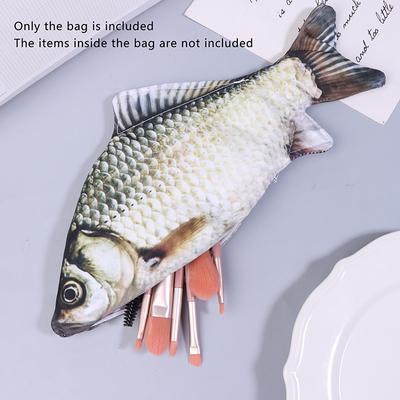 Federmäppchen mit Karausche, realistische Fischform, Make-up-Tasche, Federmäppchen mit Reißverschluss, Federmäppchen für den Schulanfang
