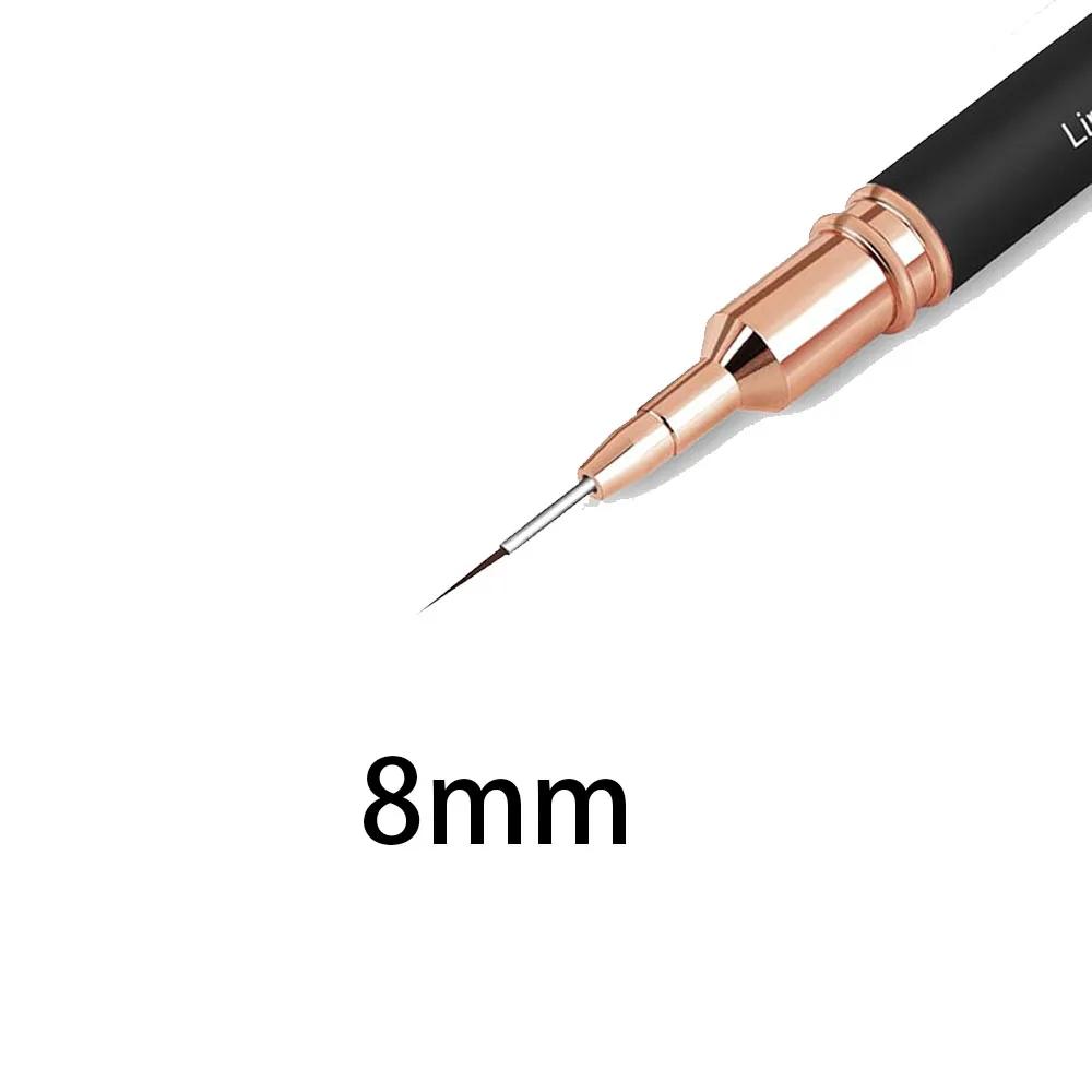 Black Nail Art Liner Brushes 5Sizes Painting Nail Design Pen /8/12/20/25mm Drawing Tool for Long Lines Thin Details Manicure Pen