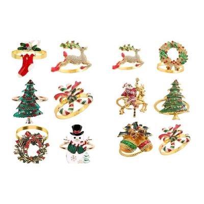 Christmas Tree Deer Shape Napkin Rings Premium Metal Table Decoration for Western Dining Holiday Celebration