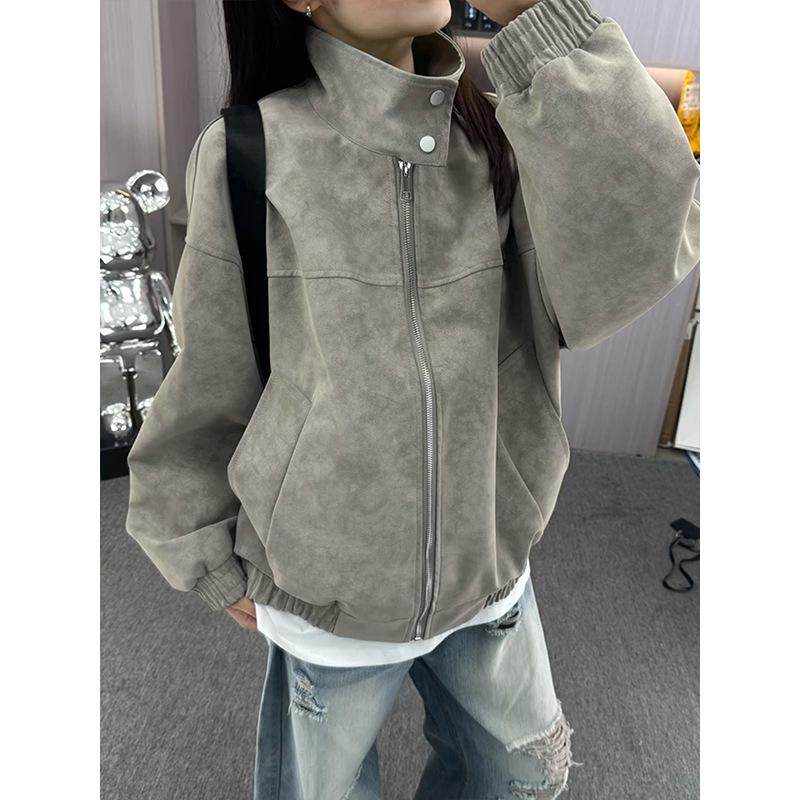 Men s Autumn Tie-Dye PU Leather Stand Collar Baseball Jacket - Streetwear Cool Design Workwear Medium