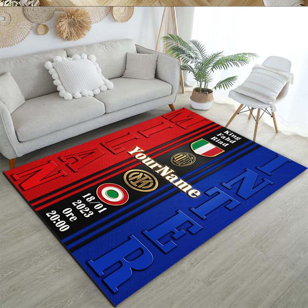 Inter Milan Personalized Name Carpet Design for Kitchen Playrooms Decorate room Dormitory Anti-slip Rug Anime Office Decor Best for Christmas
