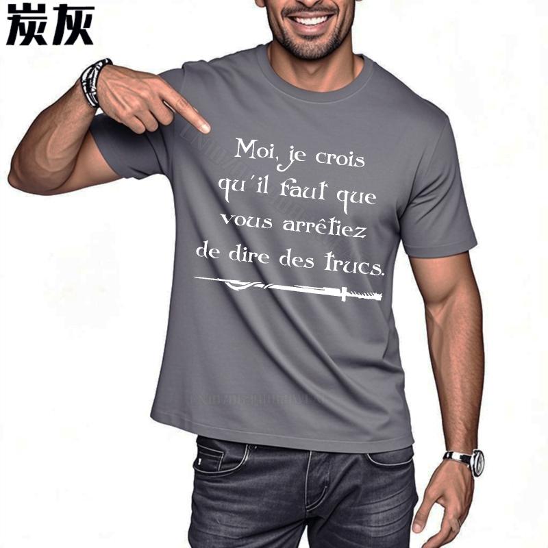 Rock t-shirt Graphic Fashion Tshirt French Text On Shirt Comfortable Classic T-shirt Anime Cotton Solid Color Tshirt
