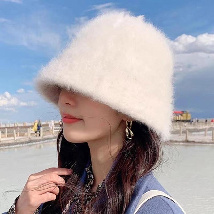 Warm Furry Plush Fisherman Hat for Women Girl Autumn Breathable Solid Color Bucket Hat for Winter Activity Headwear