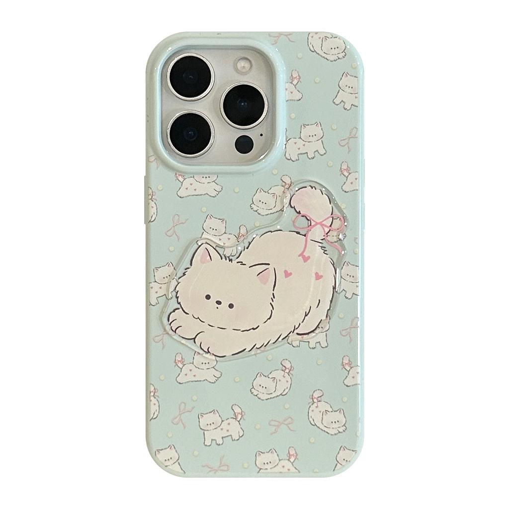 Girls' Heart Cartoon Suitable for Apple 16 Promax Mobile Phone Case IPhone 17 Three-dimensional Cat 15 Full Cover 13 Anti-fall