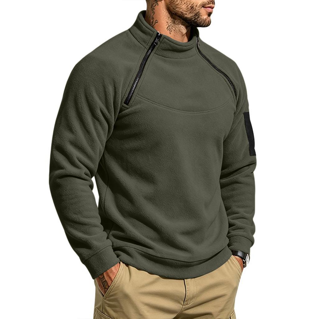 Men's Jacket Half Zip Pullover with Stand Collar for Outdoor Winter Warm