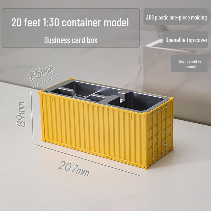 20ft Container Model Pen Holder & Business Card Box with Customizable Patterns/Text - Plastic Ornament