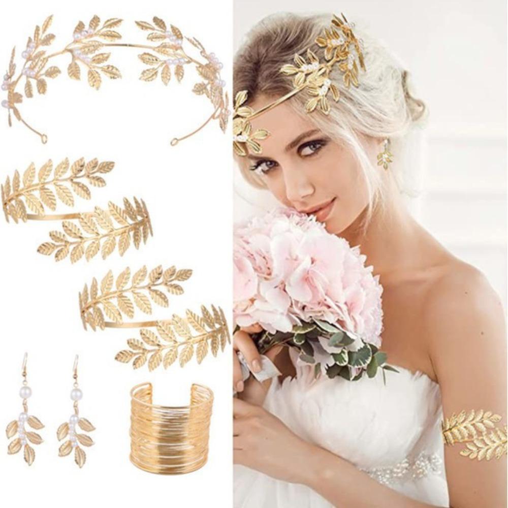 Hair Accessories Fashion Personality Gold Leaf Pearl Headband