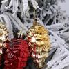 2Pieces Shimmering Pinecone Holiday Decorations Not Traditional Design Christmas Hanging Ornaments