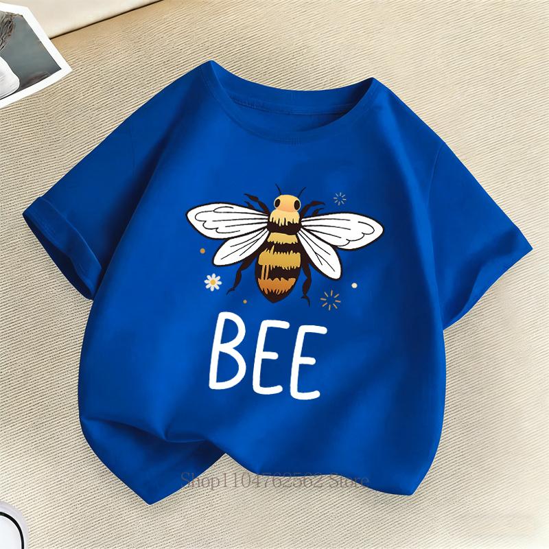 Cute Bee Graphic Print Children Clothing Summer Girls Boys Fashion Funny Colorful Tops Kids Crew Neck Short Sleeve Tshirts