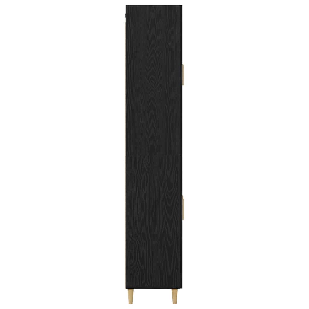 Highboard in Black Oak Look 69.5 x 34 x 180 cm Engineered Wood