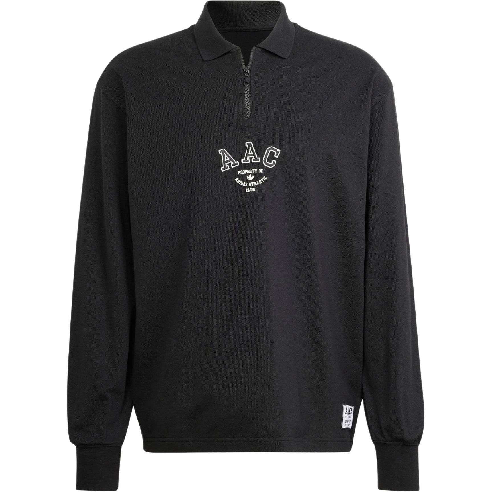 

Adidas Originals однотонная рубашка поло с длинным рукавом с буквенным принтом мужские топы черные HZ0709 S