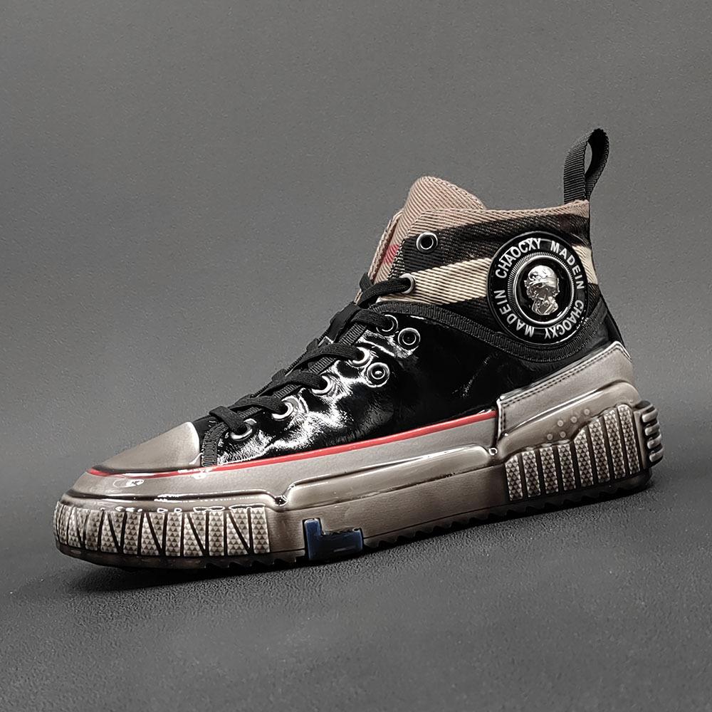 Leather board shoes autumn and winter high-top shoes glue tide shoes height-increasing shoes 38 чёрный 15390₽