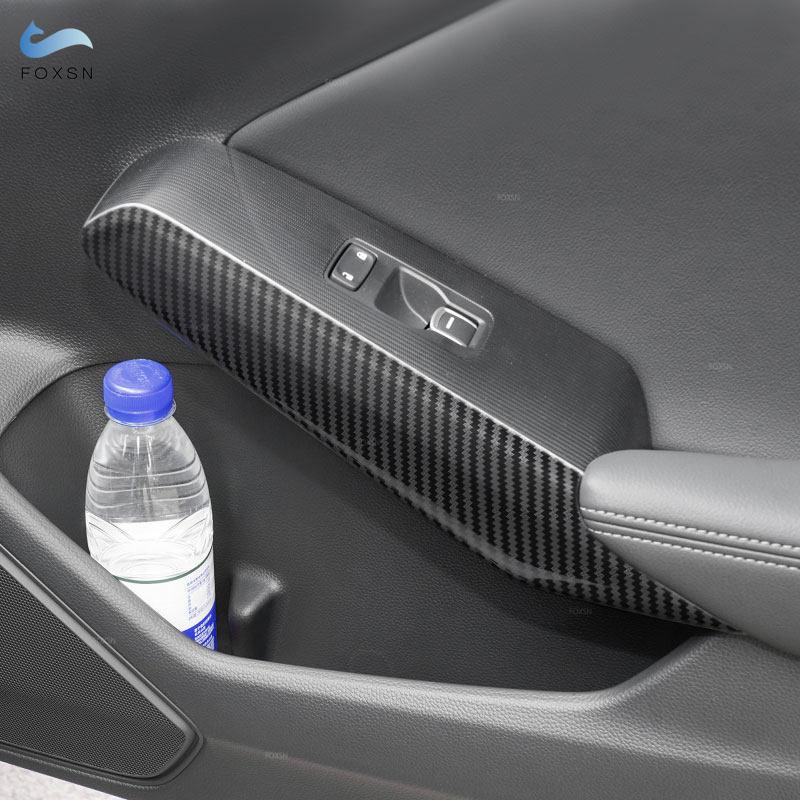 For Honda Civic 11th ABS Carbon Fiber Texture 4pcs Car Interior Door Window Lift Control Side Panel Cover Protective Trim