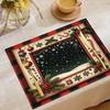 6PC Christmas Elements Placemat and Fashionable Western Meal Placemat Kitchen Table Decoration Placemat and Bowl Mat