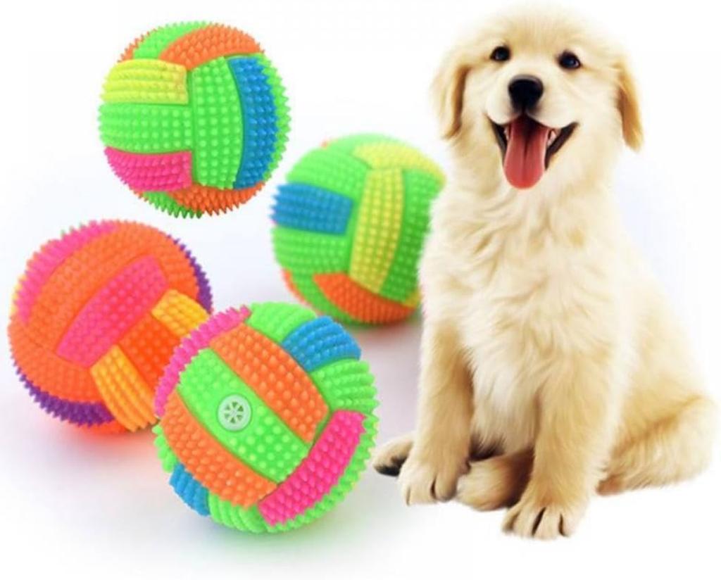 Glowing Ball Dog Toy Led Puppy Bouncy Chew Dog Ball Molar Toy Pet Color Light Ball Interactive Toys for Cats Small Dogs