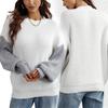 Women's Plus Size Striped Round Neck Sweater - European & American Style, Knitted Long Sleeve for Spring/Autumn