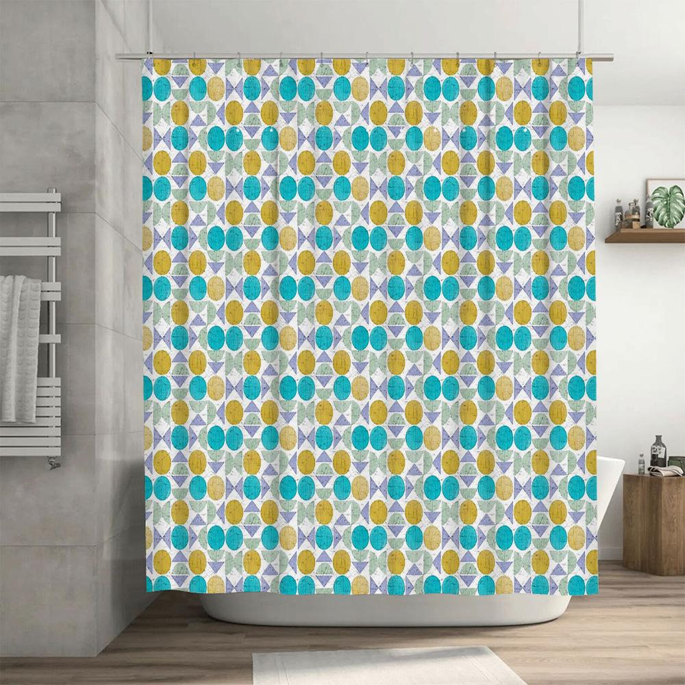Perdea de duș Natur Albastru Verde Model Frunze Impermeabilă Decor Baie Stil Fermă Modernă Fundal Textil