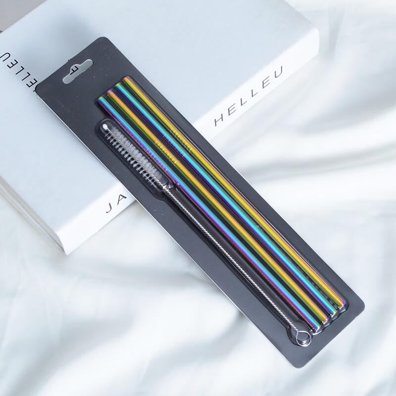 Qianxing Iridescent Stainless Steel Drinking Straw Set