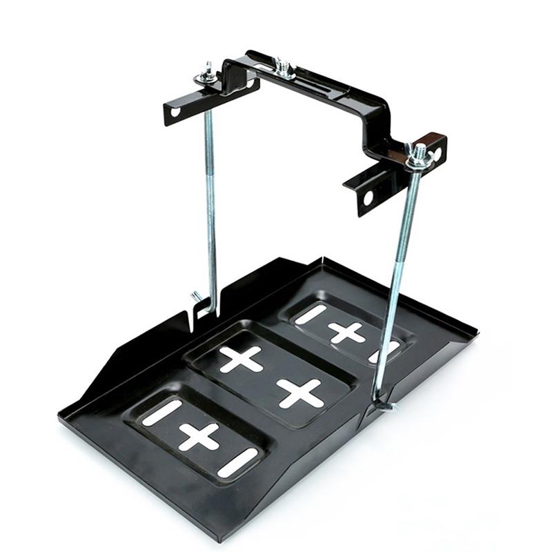 Car Battery Tray Kit 27cm Rack Black Stable Holder Adjustable Bracket Down Clamp Marine Durable Universal Auto Accessories Set