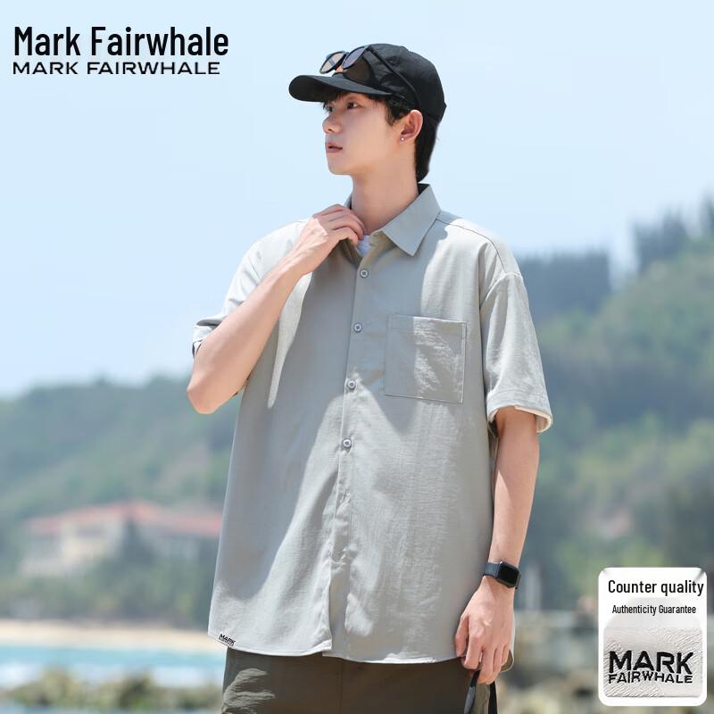 Mark Fairwhale Men s Short Sleeve Lapel Casual Shirt XL