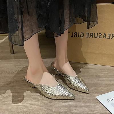 Mode Heißverkauf 2025 Damenmode Baotou Hausschuhe Frühling Neu Spitzkopf Flacher Ausschnitt Weich Wasserdicht Rutschfest Dicker Absatz Schuh