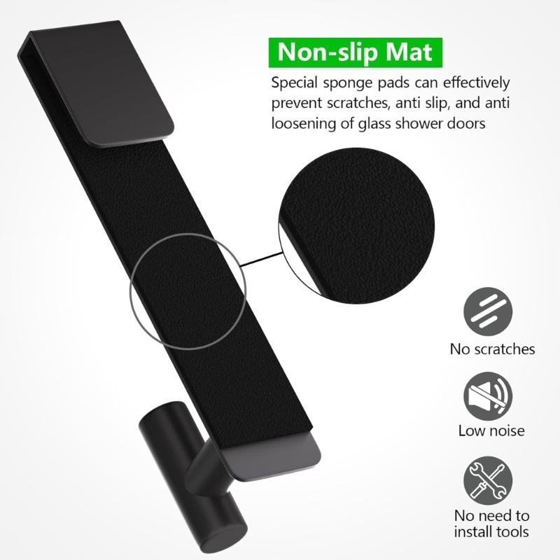2Pcs Bathroom Hook For Towels And Robes Instants Installation On Glass Door Without Tool Need