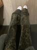 American Lolita Leopard Print Denim Jeans Women Spring/Autumn New Style Brand Loose Straight Leg Casual Pants