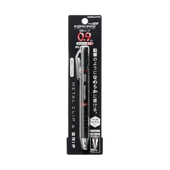 KOKUYO Pencil Sharp Type M Metal Grip 0.9mm Red PS-P500R-1P Durable Metal Clip Slim Metal Tip Black Eraser Low Center of Gravity Metal Grip